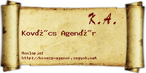 Kovács Agenór névjegykártya